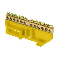 Шина "0" N (6х9мм) 12 отверстий латунь желтый изолятор на DIN-рейку розничный стикер PROxima | код  sn0-63-12-dz-r | EKF
